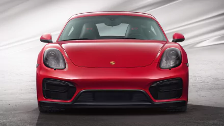 Front view of a red Porsche Cayman GTS vehicle (Porsche Cayman) on a neutral studio backdrop — HD PC desktop wallpaper and background.