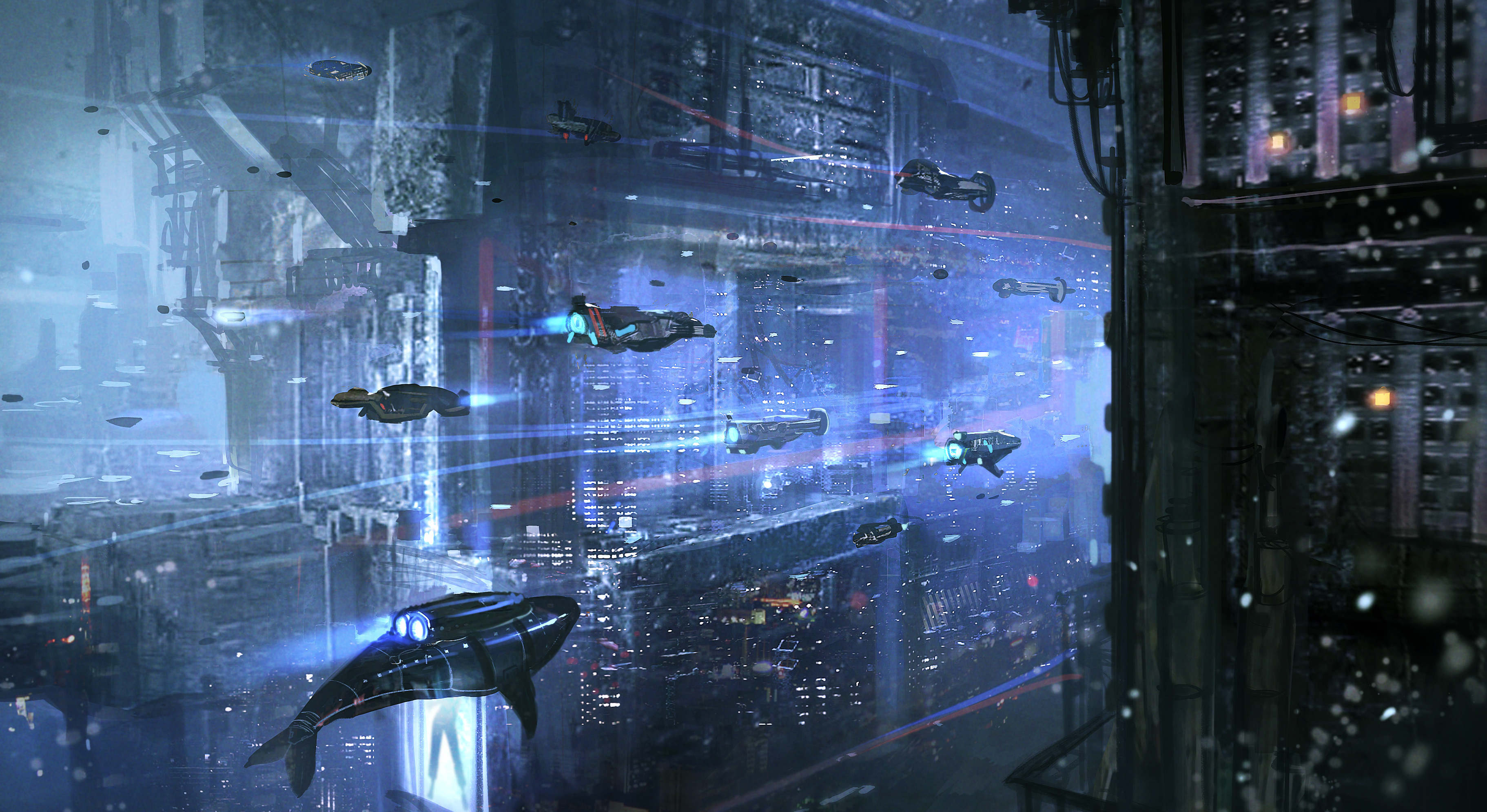 Sci Fi Cyberpunk 4k Ultra HD Wallpaper by Tian Zi