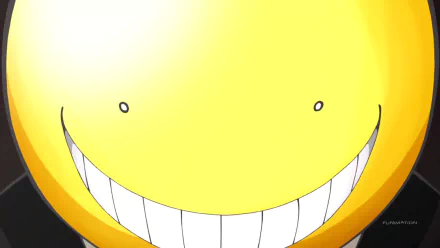 HD desktop wallpaper featuring a close-up of Koro-sensei's smiling face from the anime Assassination Classroom.