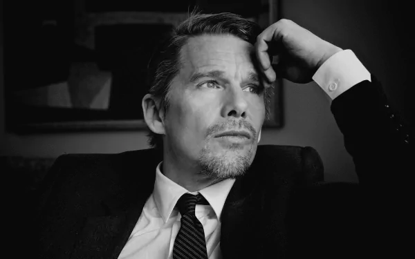 Black & White actor American Celebrity Ethan Hawke HD Desktop Wallpaper | Background Image