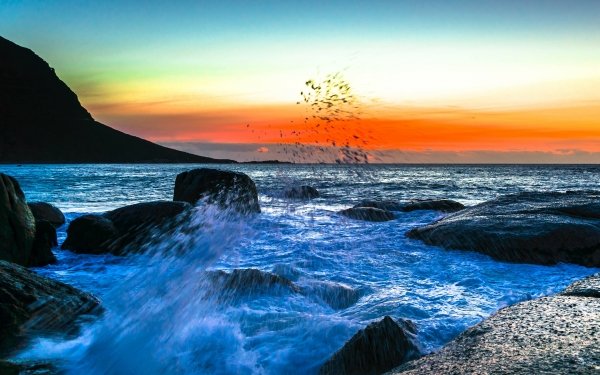 Earth Seascape Nature Sunset Rock Ocean HD Wallpaper | Background Image