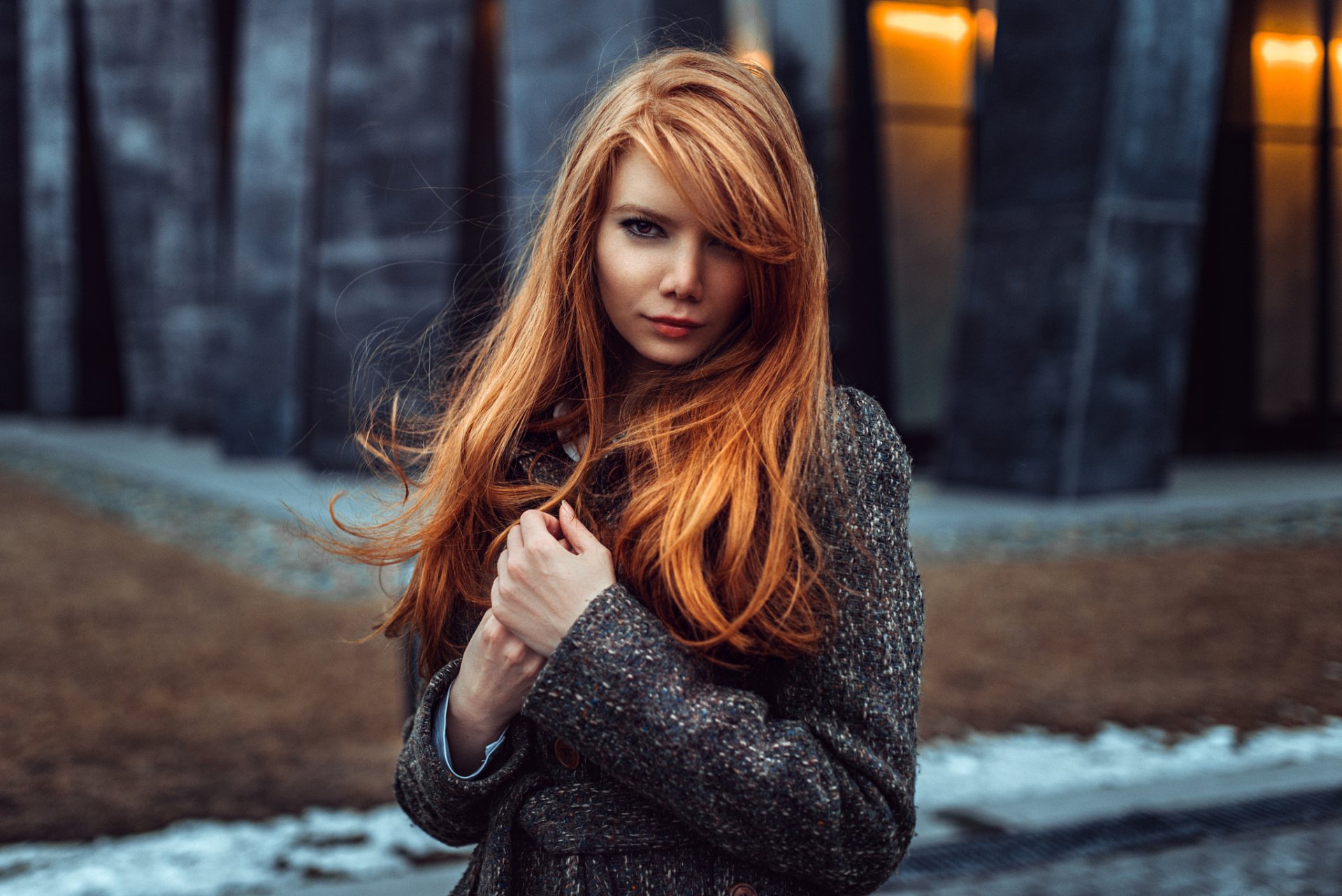 Download Brown Eyes Redhead Woman Model HD Wallpaper by Georgy Chernyadyev