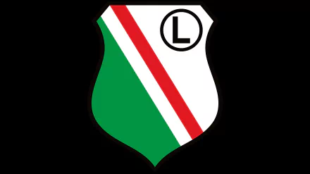 Legia Warsaw crest in green, white and red on a black background — 8K Ultra HD PC desktop wallpaper, sports emblem.