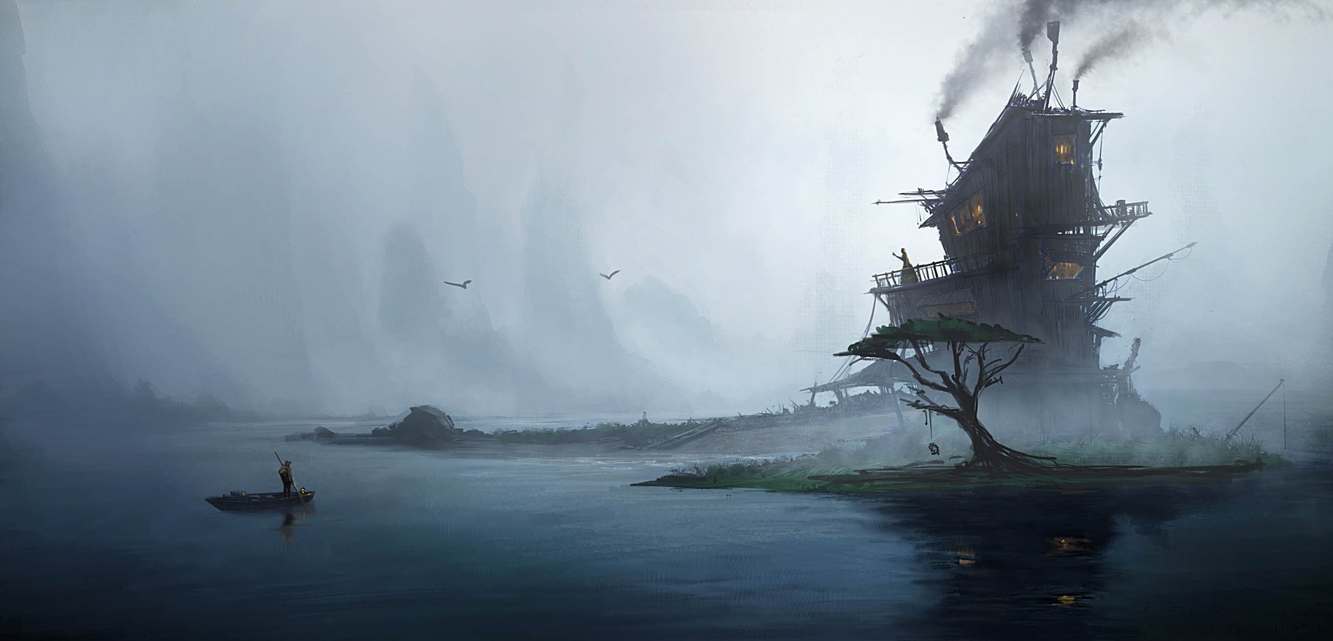 Misty Island A Dark Fantasy Lake Scene Hd Wallpaper By Emmanuel Shiu