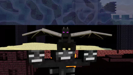 An HD desktop wallpaper featuring a dragon and other iconic elements from the video game Minecraft, showcasing the pixelated aesthetic in a vibrant and engaging manner.