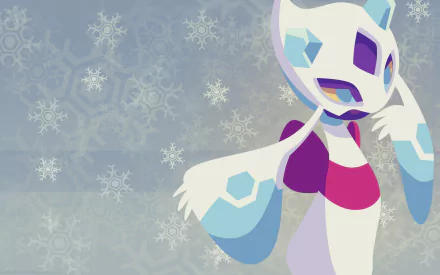 HD PC desktop wallpaper featuring Froslass from the Pokémon anime, set against a frosty backdrop with delicate snowflakes.