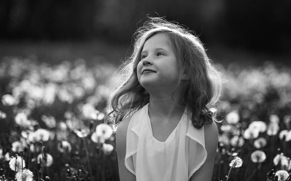 Photography Child Black & White Field Dandelion HD Wallpaper | Background Image