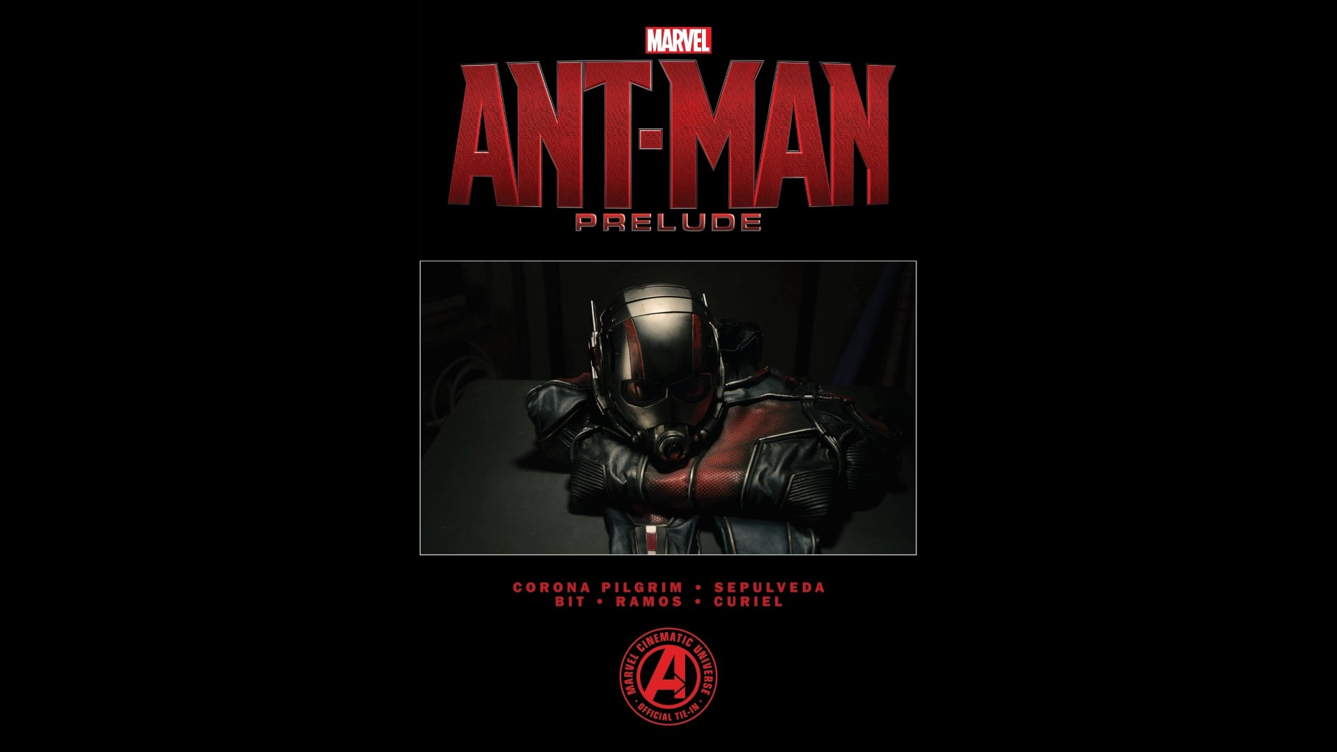 4K Ultra HD PC desktop wallpaper featuring Marvel's Ant-Man in a dark, detailed comic-style image with the title Ant-Man Prelude above.