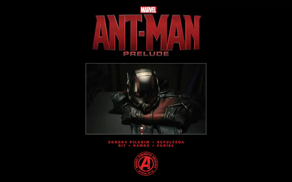 4K Ultra HD PC desktop wallpaper featuring Marvel's Ant-Man in a dark, detailed comic-style image with the title Ant-Man Prelude above.