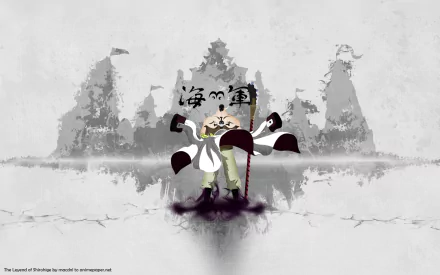 HD desktop wallpaper featuring Edward Newgate from One Piece in front of a detailed, monochromatic background.