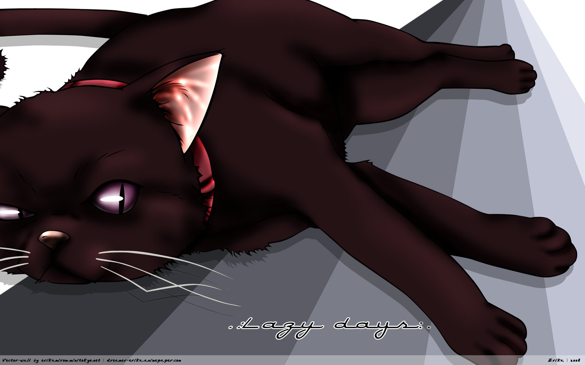 HD anime desktop wallpaper featuring Mao, the black cat from Darker than Black, with detailed shading and a relaxed pose.