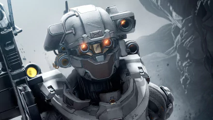 A high-definition desktop wallpaper featuring a detailed image from the video game Halo 5: Guardians, showcasing an armored character against a rugged, rocky background.