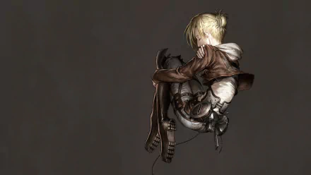 HD PC desktop wallpaper featuring Annie Leonhart from the anime Attack on Titan, depicted in a seated, contemplative pose against a dark background.