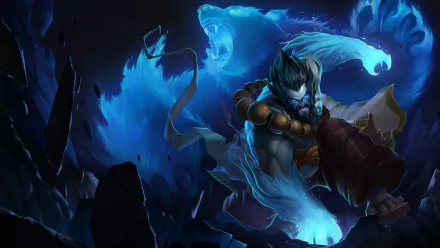 Udyr from League of Legends channels his spirit animal powers in this vibrant HD wallpaper, showcasing an intense scene from the popular video game.