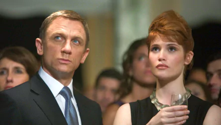HD desktop wallpaper featuring Daniel Craig as James Bond and Gemma Arterton in a scene from the movie Quantum of Solace, tagged with Strawberry Fields.