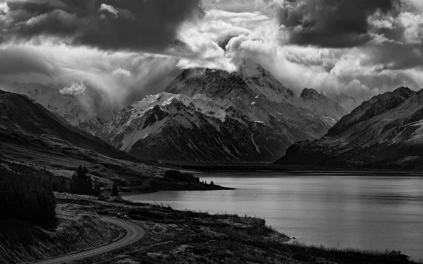Earth Landscape Nature Mountain Cloud Black & White Lake HD Wallpaper | Background Image