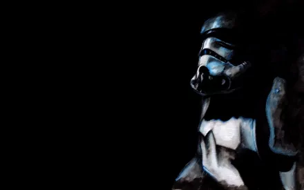 HD desktop wallpaper featuring a dark, atmospheric image of a Star Wars stormtrooper soldier.