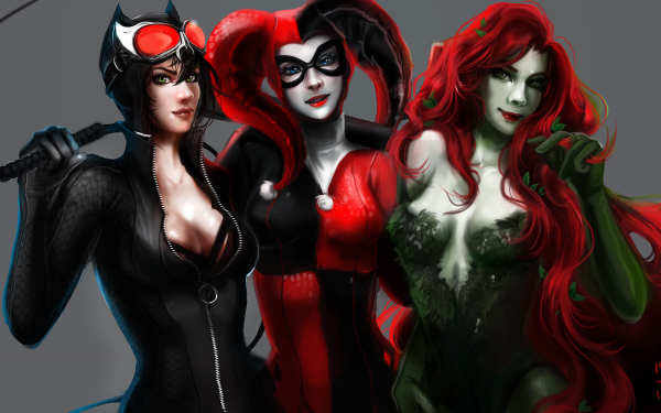 Comics Gotham City Sirens Catwoman Harley Quinn Hiedra Venenosa Fondo de pantalla HD | Fondo de Escritorio