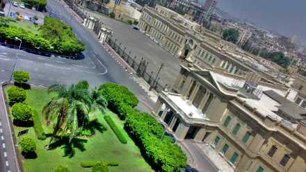 Aerial view of Abdeen Palace with manicured gardens and streets - man-made historic architecture as an HD PC desktop wallpaper and background.