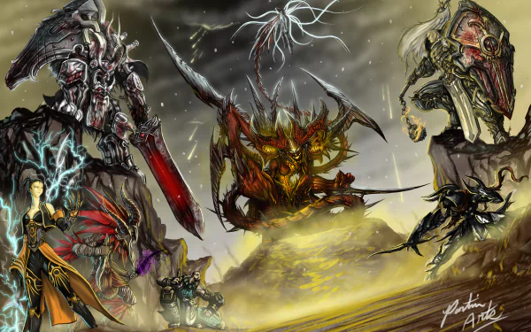 Monk (Diablo III) Wizard (Diablo III) Witch Doctor (Diablo III) Barbarian (Diablo III) Crusader (Diablo III) Demon Hunter (Diablo III) Tyrael (Diablo III) Diablo video game Diablo III: Reaper Of Souls HD Desktop Wallpaper | Background Image
