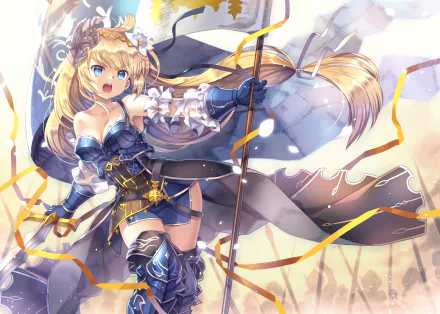 Vibrant HD desktop wallpaper featuring an anime character from Granblue Fantasy, showcasing dynamic colors and an action-packed pose against a dramatic backdrop.
