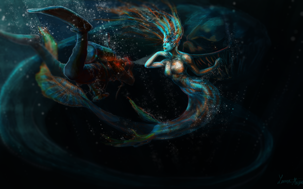 Fantasy Mermaid Underwater Diver HD Wallpaper | Background Image
