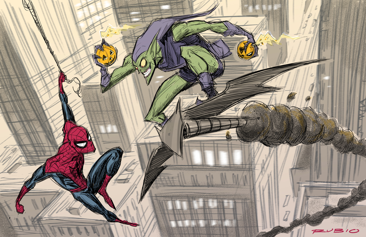 spiderman vs green goblin wallpaper