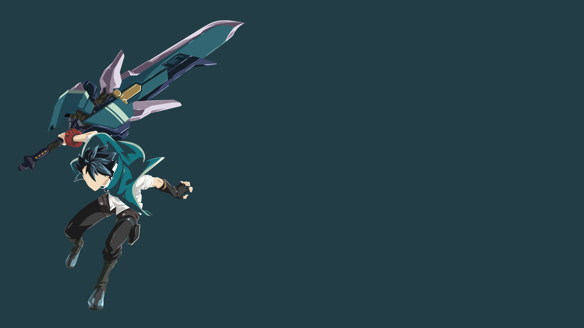 4K Ultra HD anime wallpaper featuring Utsugi Lenka from God Eater, poised dynamically with a large weapon against a dark teal background.