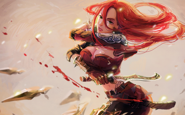 Video Game League Of Legends Dagger Blade Red Hair Katarina HD Wallpaper | Background Image