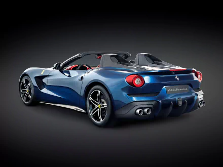 HD PC desktop wallpaper and background: blue Ferrari F60 America (Ferrari F60) convertible, rear three-quarter view of the vehicle on a dark backdrop.