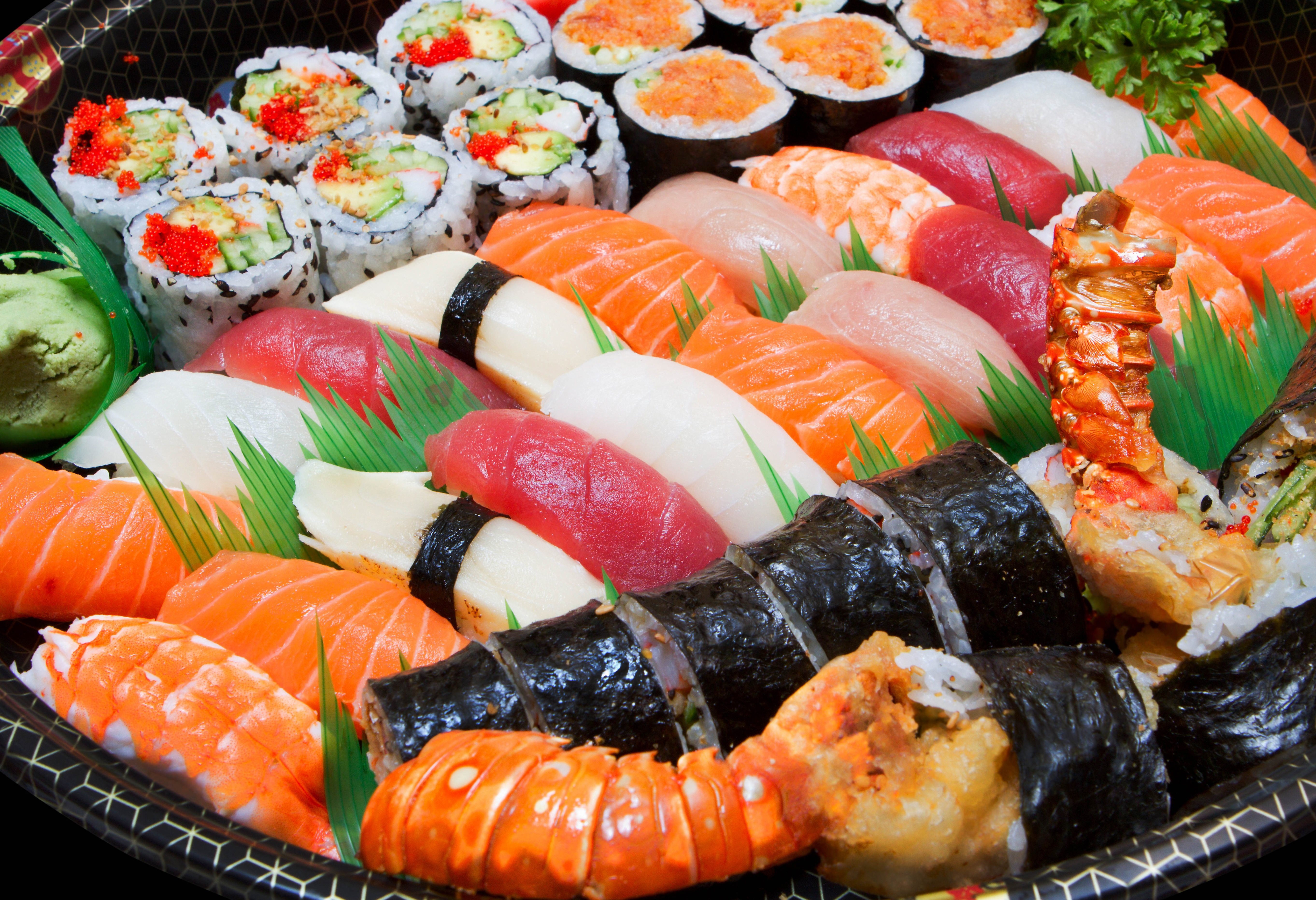 Maki Sushi on Glass Plate  Free Stock Photo