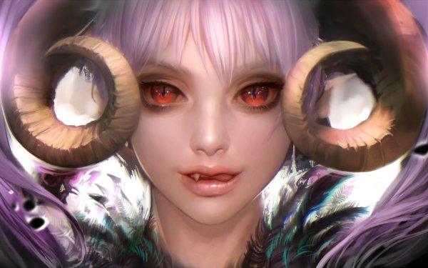 Fantasy Demon Fangs Horns HD Wallpaper | Background Image