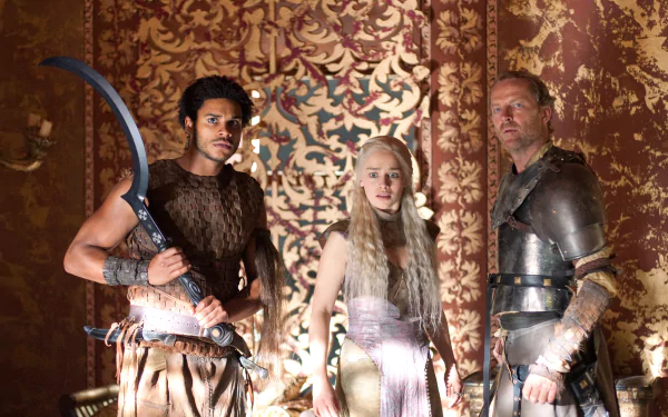 Iain Glen Jorah Mormont Emilia Clarke Daenerys Targaryen TV Show Game Of Thrones HD Desktop Wallpaper | Background Image