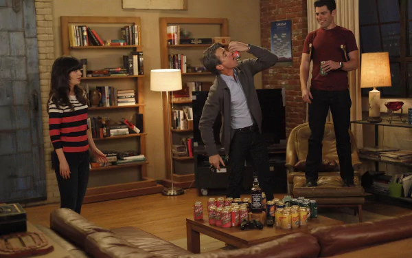 Schmidt (New Girl) Max Greenfield Jessica Day Zooey Deschanel TV Show New Girl HD Desktop Wallpaper | Background Image