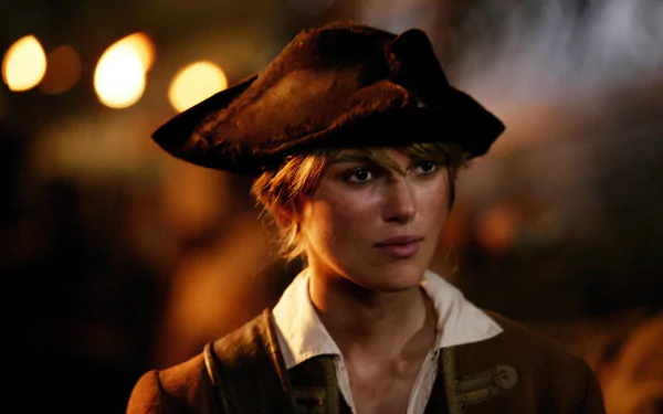 Elizabeth Swann, played by Keira Knightley, in a scene from Pirates of the Caribbean: Dead Man's Chest, featured as an HD PC desktop wallpaper.
