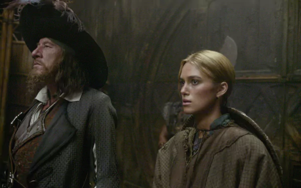 Hector Barbossa Geoffrey Rush Elizabeth Swann Keira Knightley movie Pirates Of The Caribbean: At World's End HD Desktop Wallpaper | Background Image