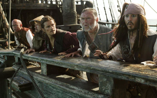 Will Turner Orlando Bloom Joshamee Gibbs Kevin McNally Jack Sparrow Johnny Depp movie Pirates Of The Caribbean: At World's End HD Desktop Wallpaper | Background Image