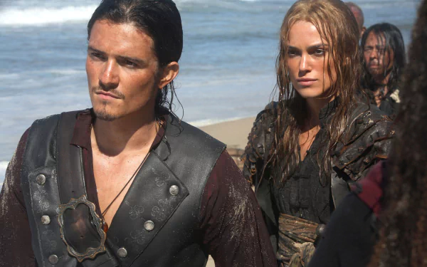 Elizabeth Swann Keira Knightley Will Turner Orlando Bloom movie Pirates Of The Caribbean: At World's End HD Desktop Wallpaper | Background Image