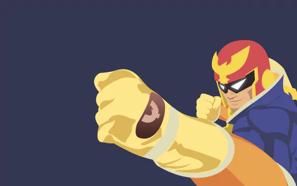 HD wallpaper of Captain Falcon from F-Zero, featuring the character in a dynamic pose with a clenched fist forward.