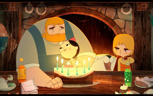 HD wallpaper featuring characters from Song of the Sea in a warmly lit, cozy interior scene.