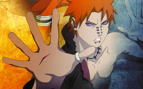 HD wallpaper featuring Yahiko and Pain from Naruto, showcasing dynamic poses against a vibrant, colorful background. A striking piece for anime fans and Naruto enthusiasts.