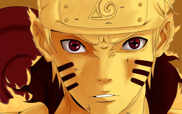 HD desktop wallpaper featuring Naruto Uzumaki in Sage mode from the anime Naruto. The close-up showcases his determined expression and distinctive face markings.