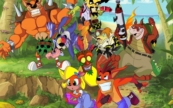 Video Game Crash Bandicoot Coco Bandicoot Aku Aku Tiny Tiger Neo Cortex Dingodile Ripper Roo N Gin HD Wallpaper | Background Image