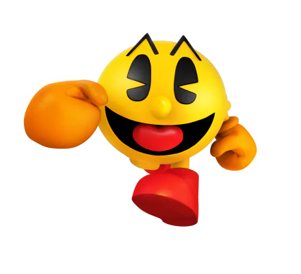 A vibrant HD wallpaper featuring Pac-Man, the iconic video game character, depicted with a cheerful expression and playful pose against a colorful background.