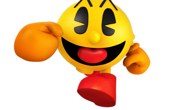 A vibrant HD wallpaper featuring Pac-Man, the iconic video game character, depicted with a cheerful expression and playful pose against a colorful background.