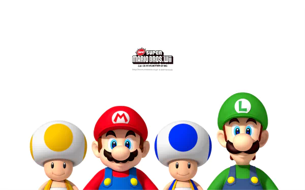 HD wallpaper featuring Mario, Luigi, and Toad from New Super Mario Bros. Wii, showcasing the iconic characters in a vibrant and playful design.