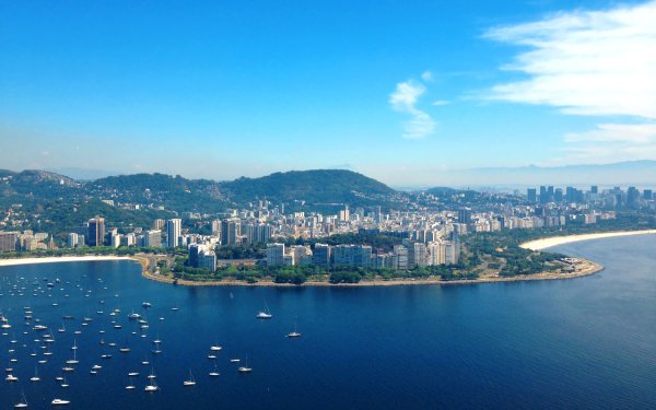 Man Made Rio De Janeiro Cities Brazil Ocean City Boat Beach Landscape Building Panorama HD Wallpaper | Background Image