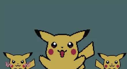 HD PC desktop wallpaper featuring pixelated Pikachu from the video game Pokémon Yellow: Special Pikachu Edition on a solid muted background.