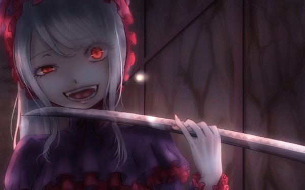Anime Overlord Shalltear Bloodfallen Smile Teeth Weapon Sword Red Eyes White Hair HD Wallpaper | Background Image
