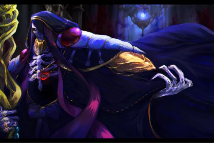 Ainz Ooal Gown from the anime Overlord stands in a mystical setting, featuring rich colors and intricate details, making it an engaging HD wallpaper and background.